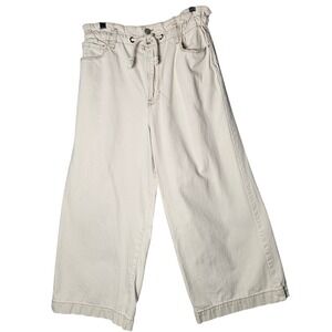 Kensie Jeans Women's Cream‎ Paperbag Waist Wide Leg Crop Jeans Size 10/30